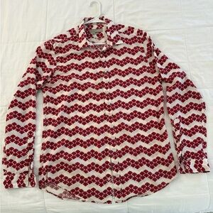Zara Red and White Geometric Men's Shirt